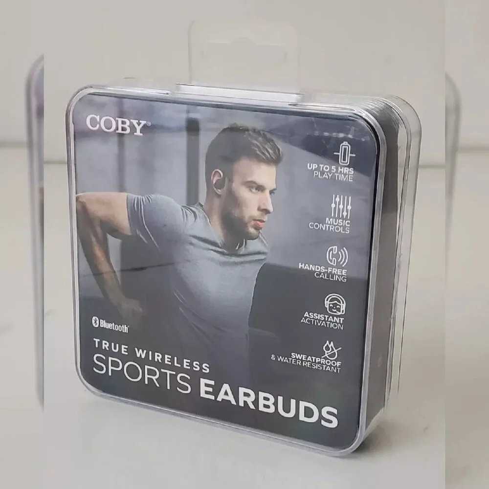 COBY TRUE WIRELESS SPORTS EARBUDS 2024 BLUETOOTH BLACK